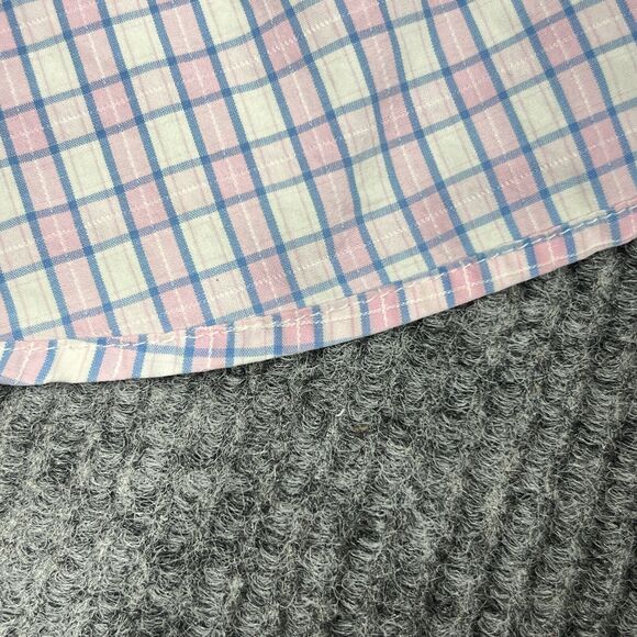 Abercrombie & Fitch Muscle Mens Shirt Large Pink Plaid Gingham Logo Cotton VTG - Picture 10 of 16